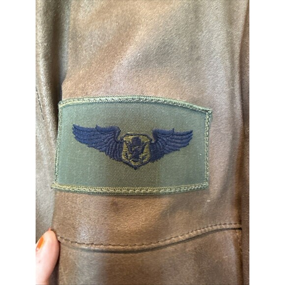 Vintage 60s 70s Leather Bomber Jacket Military Patches USAF Air Force Military - Picture 8 of 16